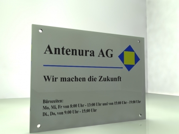 Firmenschild aus Plexiglas in den Maßen 400x300mm